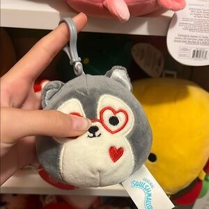 Gray wolf squishmallow  Plush Keychain